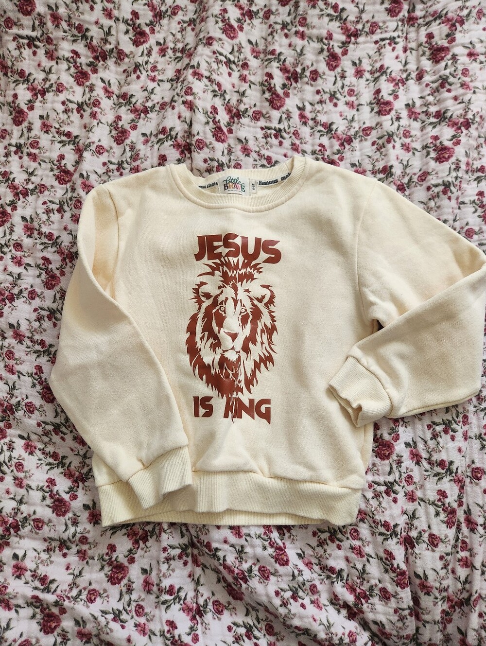 Little & Brave Jesus Is King Toddler Crewneck
